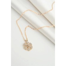 Euromoda Kar Tanesi Tasarımlı Zirkon Taşlı Gümüş Kaplamalı Klipsli Kolye