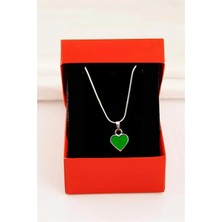 Euromoda Kalp Tasarımlı Özel Yılan Zincirli Gümüş Renkli Kolye