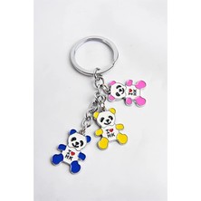 Euromoda Çok Renkli Ayı Tasarımlı Zirkon Taşlı Gold Renkli Anahtarlık Aksesuar