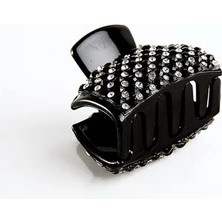 Euromoda Siyah Renkli Parlak Taşlı Küçük Boy Mandal Toka