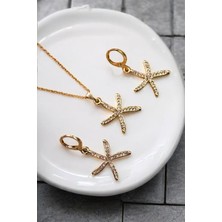 Euromoda Deniz Yıldızı Tasarımlı Kolye Küpe Takım Seti