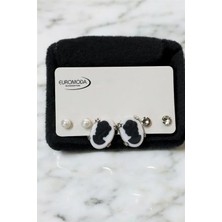 Euromoda Kraliçe Elizabeth Tasarımlı Vidalı Küpe