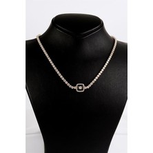 Euromoda Çelik Özel Tasarımlı Zirkon Taşlı Gold ve Gümüş Renkleri Çelik Kolye