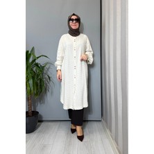 Ghisa Arkası Işleme Detaylı Keten Gömlek Taş 3610T4088