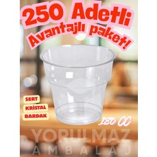 Yorulmaz Ambalaj 🥤 🥤 ✨ 180 cc Sert Kristal Plastik Bardak 250 Adet Şeffaf Mika Bardak – Davet, Parti ve Paket Servis Için