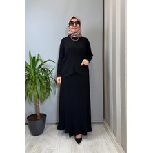 Miss Dalida Rahat Kesim Fitilli Triko Etek Takım Siyah T26Y-6032 (T26Y-2023)