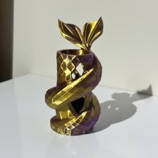 Atatuğ Hediyelik Okyanusun Zarafeti: Deniz Kızı Kuyruğu Temalı Fasetli Dekoratif Kalemlik ve Vazo (Altın & Mor)