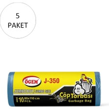 Aesco J-350 Jumbo Boy Çöp Torbası 80 x 110 cm 10 Lu Rulo x 5 Paket = 50 Adet (Mavi)