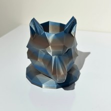 Atatuğ Hediyelik Geometrik Kurt Tasarımlı Dekoratif Masaüstü Kalemlik - Özel Tasarım Hediye