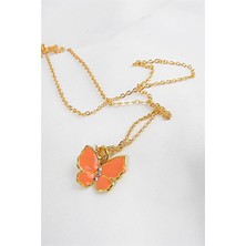 Euromoda Kelebek Tasarımlı Gol Renkli Zincirli Kolye