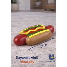 Ventoze Sesli Hot Dog Köpek Oyuncağı | Isırmaya Dayanıklı Vinil Düdüklü Çiğneme Oyuncağı 13 cm
