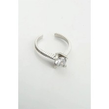 Euromoda Tektaş Zirkon Taşlı Ayarlanabilir Yüzük