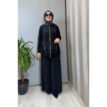 Miss Dalida Fermuarlı Cupro Detaylı Triko Ceket Siyah T26Y-8203