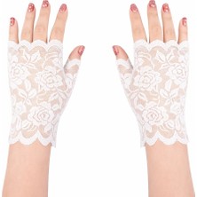 Üreticiniz Ashwork Beyaz Dantel Parmaksız Kısa Eldiven 587455