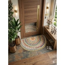 Renkli Örgü Desenli Yarım Ay Kapı Önü Paspası | Antre, Balkon ve Giriş Için