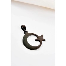 Euromoda Çelik Siyah Renk Ay Yıldız Tasarımlı Brolog Aksesuar