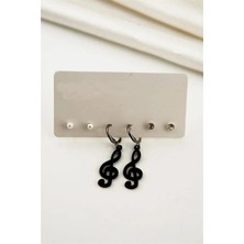 Euromoda Sol Nota Tasarımlı Gold Kaplamalı Sallantılı Küpe