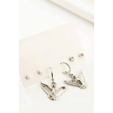 Euromoda Melek Figürlü Gümüş Renkli Küpe