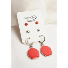 Euromoda Mineli Özel Tasarımlı Top Küpeli Rengarek Sallantılı Küpeler