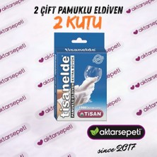 Tisanelde Ekstra Pamuklu Eldiven Büyük Boy | Krem Sonrası Kullanım | 2 Kutu (1 Çift x 2)
