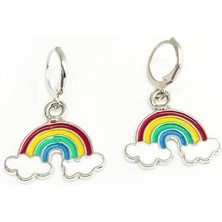 Euromoda Gökkuşağı Tasarımlı Rengarek Gümüş Kaplamalı Kadın Kız Sallantılı Küpe