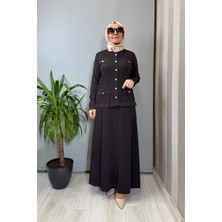 Miss Dalida Saç Örgüsü Klasik Triko Ceket Etek Takım Kahve T26Y-8200 (T26Y-2002)