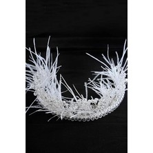 Euromoda Beyaz Kırmızı Füme Renkli Cam Taşlı Abiye Taç Aksesuar