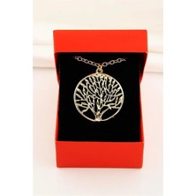 Euromoda Kutulu Yaşam Ağacı Tasarımlı Gold Renkli Zincirli Kolye
