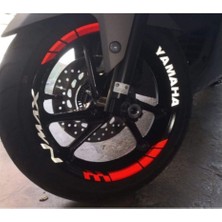 Yamaha Nmax Jant Sticker Seti - Kırmızı Beyaz, Lastik Jant Etiketi, Motosiklet Aksesuarı