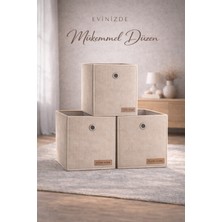 Flow Home Saklama Sepeti Dolap Organizer Katlanabilir Raf Gardırop Düzenleyici Kıyafet Saklama Kutusu Krem