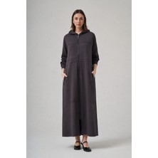 Nurcan Çetin 26905 Yatay Kalın Biye Detaylı Kapşonlu Ferace