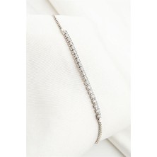 Euromoda Zirkon Taşlı Gümüş Kaplamalı Asansör Kapamalı Bileklik