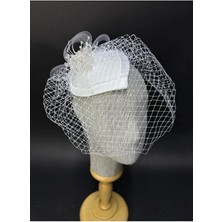 Hayalperest Boncuk Gelin Nikah Şapkası Kristal Işlemeli Tül Fiyonklu Saç Aksesuarı