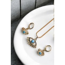 Euromoda Göz Tasarımlı Kolye Küpe Takım Seti