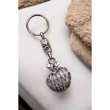 Euromoda Elma Tasarımlı Gümüş Renkli Anahtarlık Aksesuar