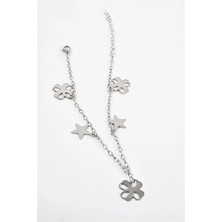 Euromoda Çelik Yıldız ve Kurdale Figürlü Çelik Halhal Ayak Aksesuarı