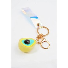 Euromoda Işıklı Sarı Renkli Avakado Tasarımlı Bileklikli Klipsli Anahtarlık Aksesuar