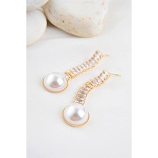 Euromoda Inci ve Baget Zirkonium Taşlı Parlak Stras Taşlı Özel Tasarımlı Abiye Nişan Küpe