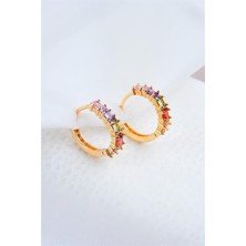 Euromoda Zirkon Taşlı Klipsli Gold Kaplamalı Küpe