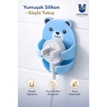 Ventoze 4 Adet Ayıcık Tasarımlı Fiş Tutucu | Kablo Düzenleyici Kendinden Yapışkanlı Askı Aparatı Seti