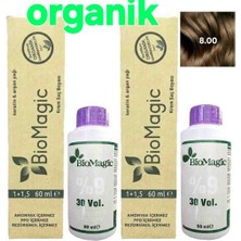 8.00 Açık Kumral Biomagic Organik Saç Boyası (2 Boya 2 Oksidan)