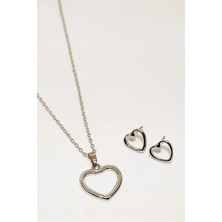 Euromoda Kalp Tasarımlı Kolye Küpe Takım Seti