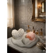 Doğal Minimalist Dalgalı Tablalı Kalp ve Çiçek Figürlü Dekoratif Set