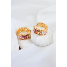 Euromoda Zirkon Taşlı Klipsli Gold Kaplamalı Küpe