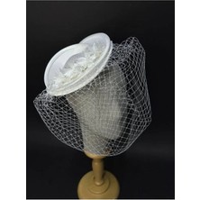 Hayalperest Boncuk Gelin Vualet Şapka Peçeli ve Kristal Detaylı Nikah Aksesuarı