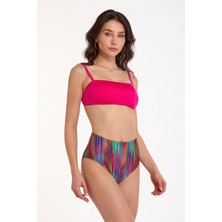 Argento Kadın Fuşya Çıkarılabilir Ince Kaplı Yüksek Bel Straplez Bikini Takımı