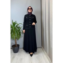 Miss Dalida Saç Örgüsü Klasik Triko Ceket Etek Takım Siyah T26Y-8200 (T26Y-2002)