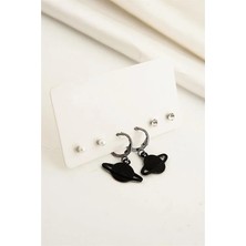 Euromoda Satürn Gezegeni Tasarımlı Siyah Renkli Sallnatılı Unisex Küpe