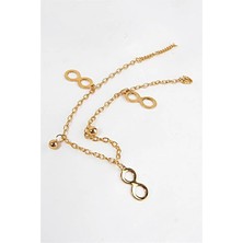 Euromoda Çelik Sonsuzluk Sembollü Boncuklu Çelik Halhal Ayak Aksesuarı