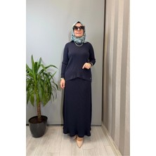 Miss Dalida Rahat Kesim Fitilli Triko Etek Takım Lacivert T26Y-6032 (T26Y-2023)